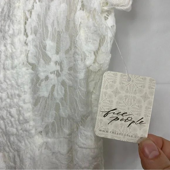 NWT Free People Hailee Lace Mini Dress in White, size L - Picture 6 of 16